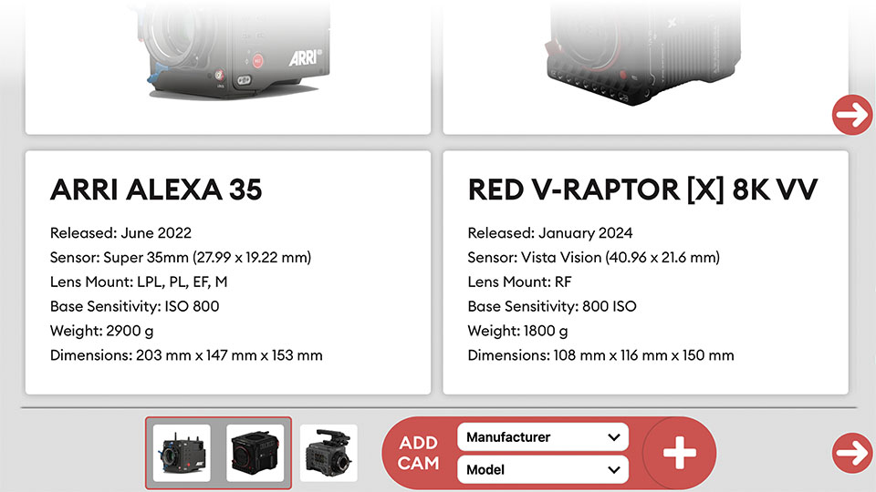 ARRI, RED, and Sony camera comparison